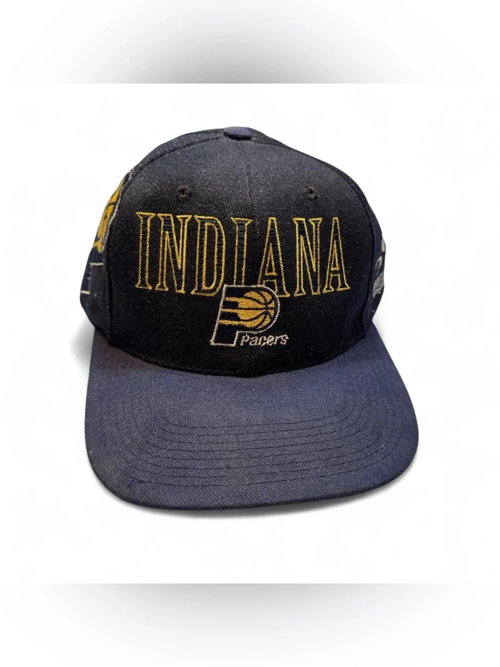 Vintage 90s Indiana Pacers Sports Specialties Laser Shadow Snapback Hat Cap OSFA